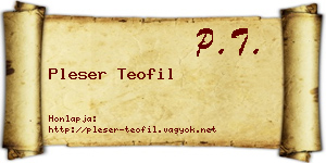 Pleser Teofil névjegykártya